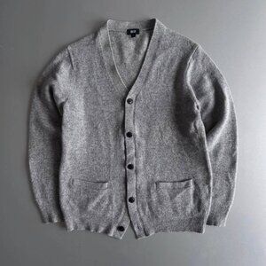Gray V Neck Button Cardigan Sweater